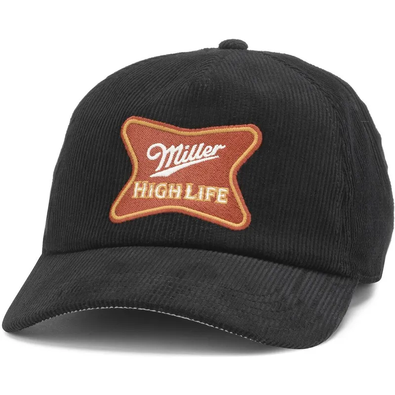 schwarze-gebogene-snapback-kappe-miller-high-life-roscoe-cord-von-american-needle