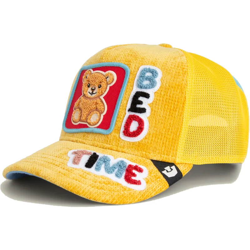 gorra-trucker-amarilla-y-azul-oso-bed-time-duvet-all-det-happy-thoughts-the-farm-de-goorin-bros