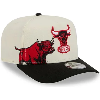 Beige och svart böjd keps snapback 9FIFTY A Frame Precurved Hardwood Classics Chicago Bulls NBA från New Era
