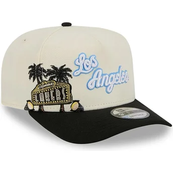 Beige und schwarze gebogene Snapback-Kappe 9FIFTY A Frame Precurved Hardwood Classics der Los Angeles Lakers NBA von New Era