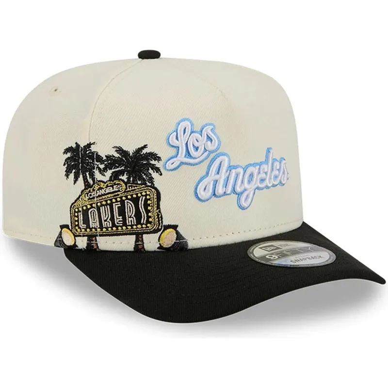 beige-und-schwarze-gebogene-snapback-kappe-9fifty-a-frame-precurved-hardwood-classics-der-los-angeles-lakers-nba-von-new-era