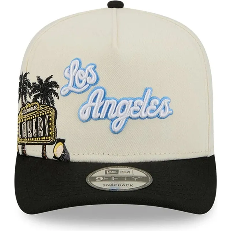 beige-och-svart-bojd-keps-snapback-9fifty-a-frame-precurved-hardwood-classics-los-angeles-lakers-nba-fran-new-era