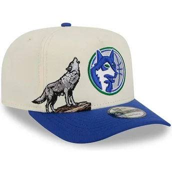 Gorra curva beige y azul snapback 9FIFTY A Frame Precurved Hardwood Classics de Minnesota Timberwolves NBA de New Era
