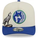 beige-und-blaue-snapback-kappe-9fifty-a-frame-precurved-hardwood-classics-der-minnesota-timberwolves-nba-von-new-era