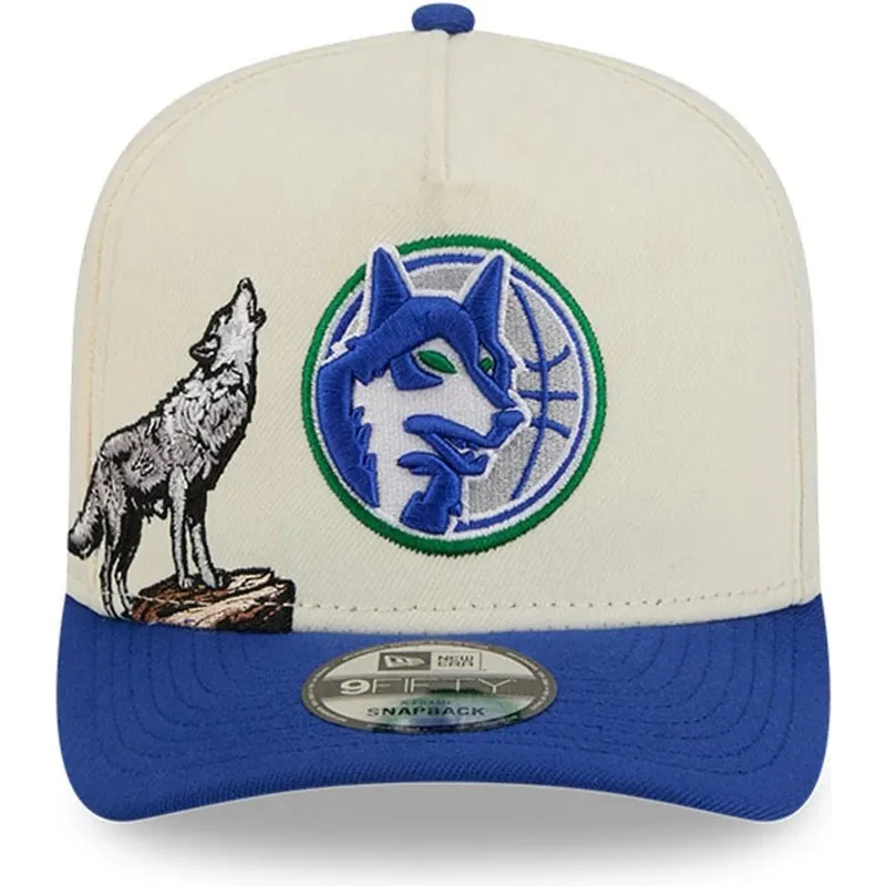 bojd-beige-och-bla-snapback-keps-9fifty-a-frame-precurved-hardwood-classics-fran-minnesota-timberwolves-nba-av-new-era
