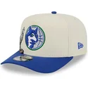 beige-und-blaue-gebogene-snapback-kappe-9fifty-a-frame-precurved-hardwood-classics-der-minnesota-timberwolves-nba-von-new-era