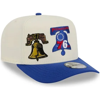 Beige och blå böjd keps snapback 9FIFTY A Frame Precurved Hardwood Classics från Philadelphia 76ers NBA av New Era