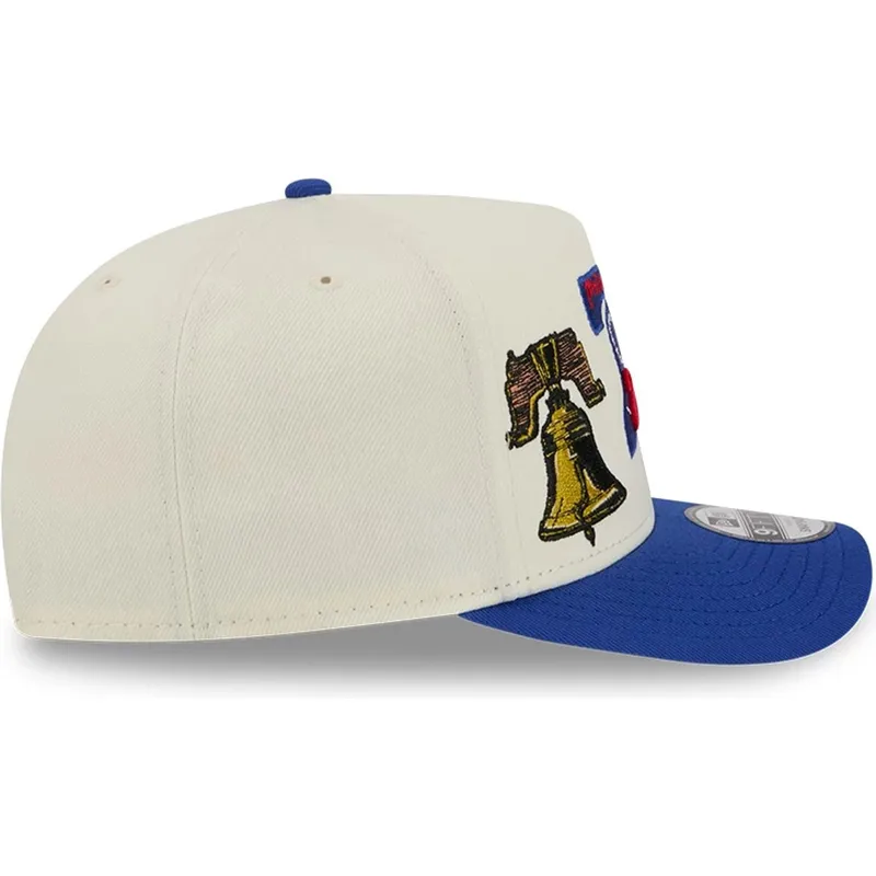beige-och-bla-snapbackkeps-med-bojd-skarm-9fifty-a-frame-precurved-hardwood-classics-philadelphia-76ers-nba-fran-new-era