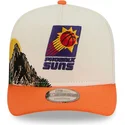 new-era-curved-brim-9fifty-a-frame-precurved-hardwood-classics-phoenix-suns-nba-beige-and-orange-snapback-cap