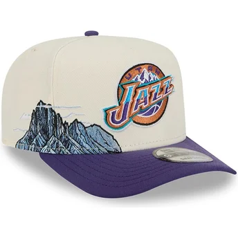 Gorra curva beige y violeta snapback 9FIFTY A Frame Precurved Hardwood Classics de Utah Jazz NBA de New Era