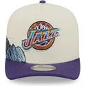 beige-och-violett-bojd-snapback-keps-9fifty-a-frame-precurved-hardwood-classics-fran-utah-jazz-nba-av-new-era