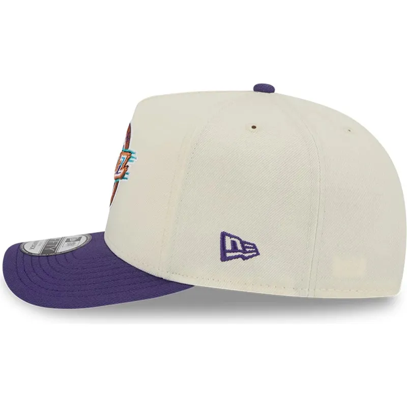 beige-och-violett-bojd-snapback-keps-9fifty-a-frame-precurved-hardwood-classics-fran-utah-jazz-nba-av-new-era