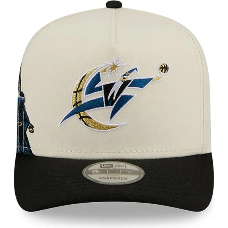 beige-och-svart-bojd-snapback-keps-9fifty-a-frame-precurved-hardwood-classics-fran-washington-wizards-nba-fran-new-era