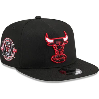 Schwarze flache Snapback-Kappe 9FIFTY A Frame Hardwood Classics der Chicago Bulls NBA von New Era