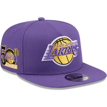 New Era Flat Brim 9FIFTY A Frame Hardwood Classics Los Angeles Lakers NBA Purple Snapback Cap
