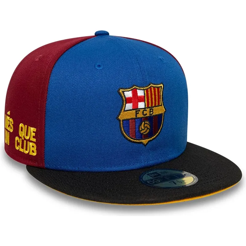 blau-rote-enganliegende-flatcap-fc-barcelona-laliga-59fifty-mes-que-un-club-von-new-era