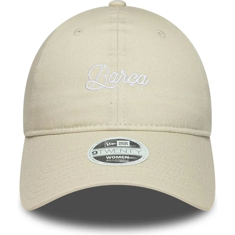 beige-verstellbare-curved-cap-fur-damen-des-fc-barcelona-laliga-9twenty-wordmark-von-new-era