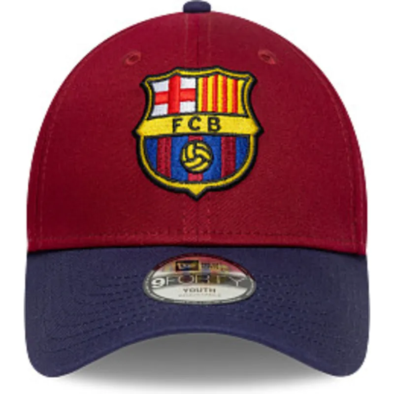 rote-und-blaue-verstellbare-curved-cap-fur-kinder-von-fc-barcelona-laliga-9forty-contrast-von-new-era