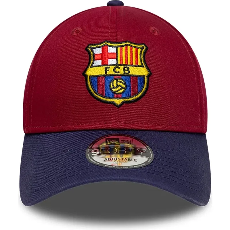 rote-und-blaue-verstellbare-curved-cap-von-fc-barcelona-laliga-9forty-contrast-von-new-era