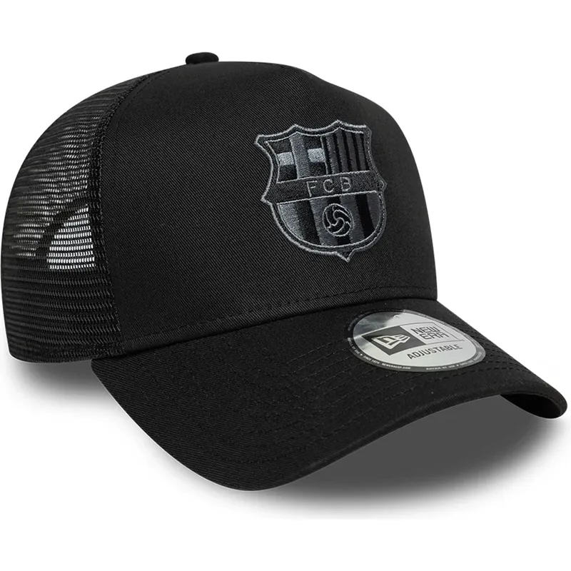 schwarze-fc-barcelona-laliga-a-frame-tonal-trucker-kappe-von-new-era