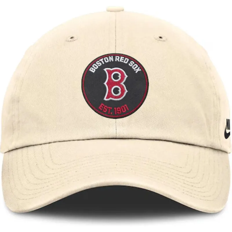 beige-verstellbare-curved-cap-club-unstructured-organic-cotton-der-boston-red-sox-mlb-von-nike