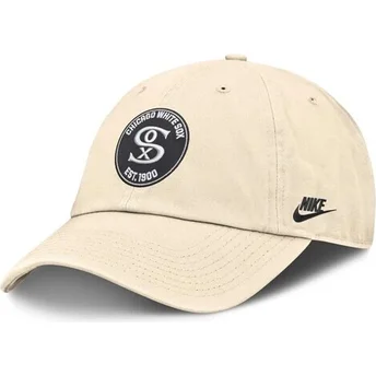 Čepice zaoblená béžová nastavitelný pásek Club Unstructured Organic Cotton Chicago White Sox MLB Nike