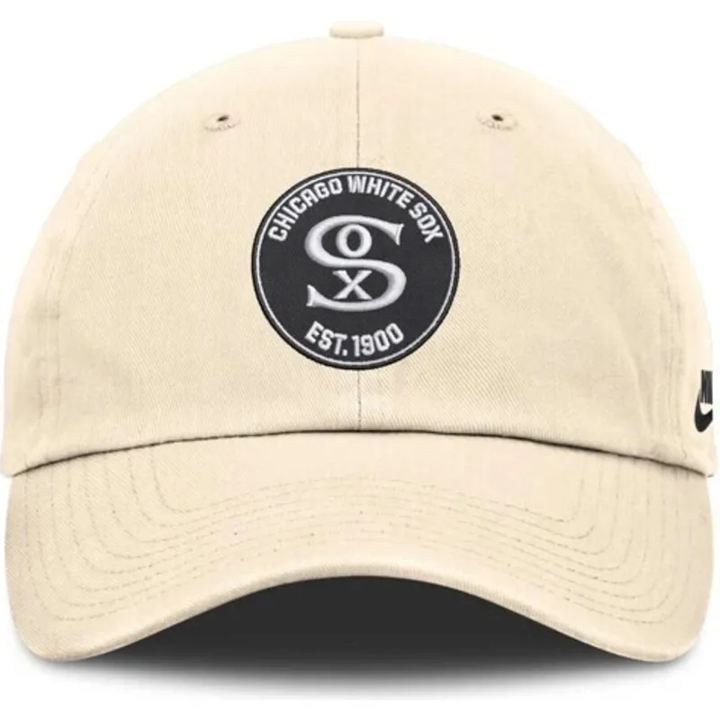 beige-verstellbare-kappe-club-unstructured-organic-cotton-der-chicago-white-sox-mlb-von-nike