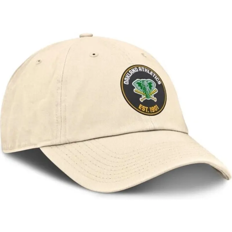 beige-verstellbare-curved-cap-club-unstructured-organic-cotton-der-oakland-athletics-mlb-von-nike