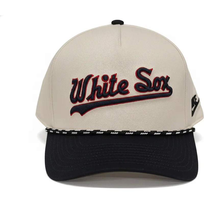beige-och-svart-bojd-keps-snapback-rise-structured-fran-chicago-white-sox-mlb-av-nike