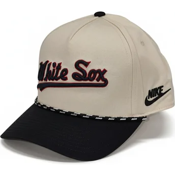 Καπέλο με καμπύλη beige και μαύρο snapback Rise Structured των Chicago White Sox MLB της Nike