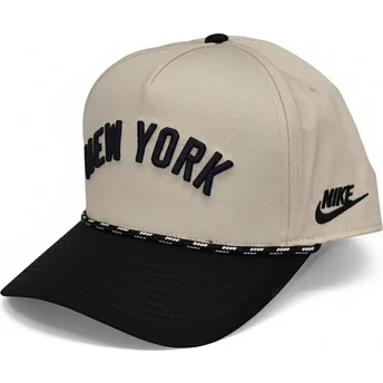 Καπέλο με καμπύλη beige και μαύρο snapback Rise Structured των New York Yankees MLB της Nike