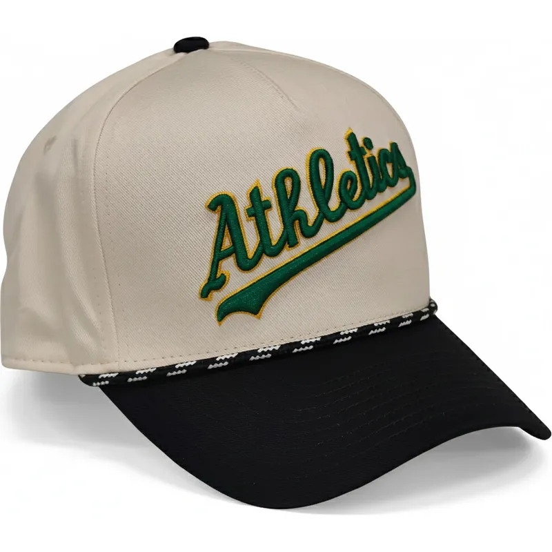 beige-och-svart-bojd-keps-snapback-rise-structured-fran-oakland-athletics-mlb-av-nike
