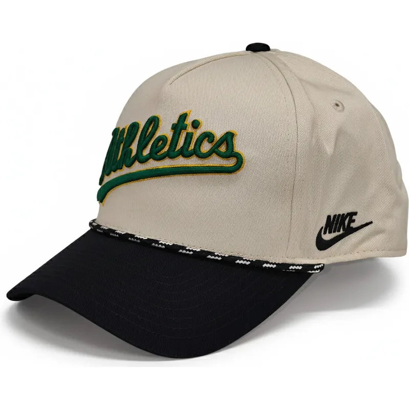 beige-snapback-rise-structured-oakland-athletics-mlb-nike