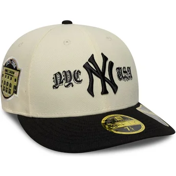 New Era Curved Brim 59FIFTY Low Profile Precurved Coops New York Yankees MLB Beige and Black Fitted Cap