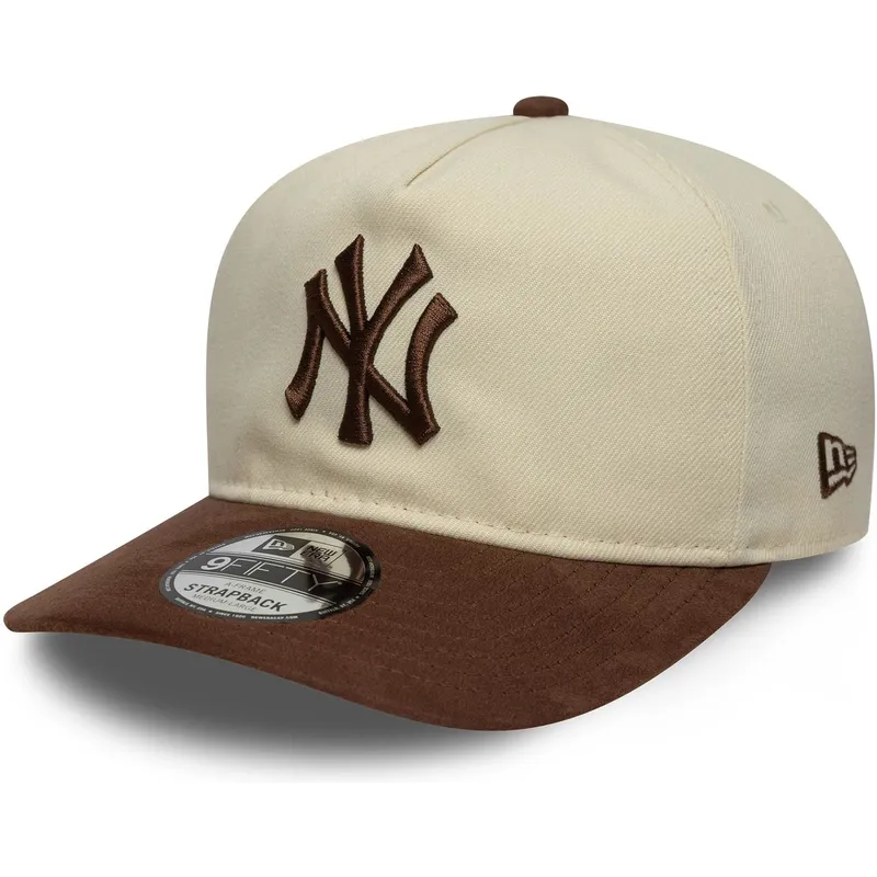 bojd-beige-och-brun-justerbar-keps-9fifty-a-frame-suede-visor-new-york-yankees-mlb-fran-new-era