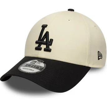 Beige und schwarze verstellbare Curved Cap 9FORTY Colour Block der Los Angeles Dodgers MLB von New Era