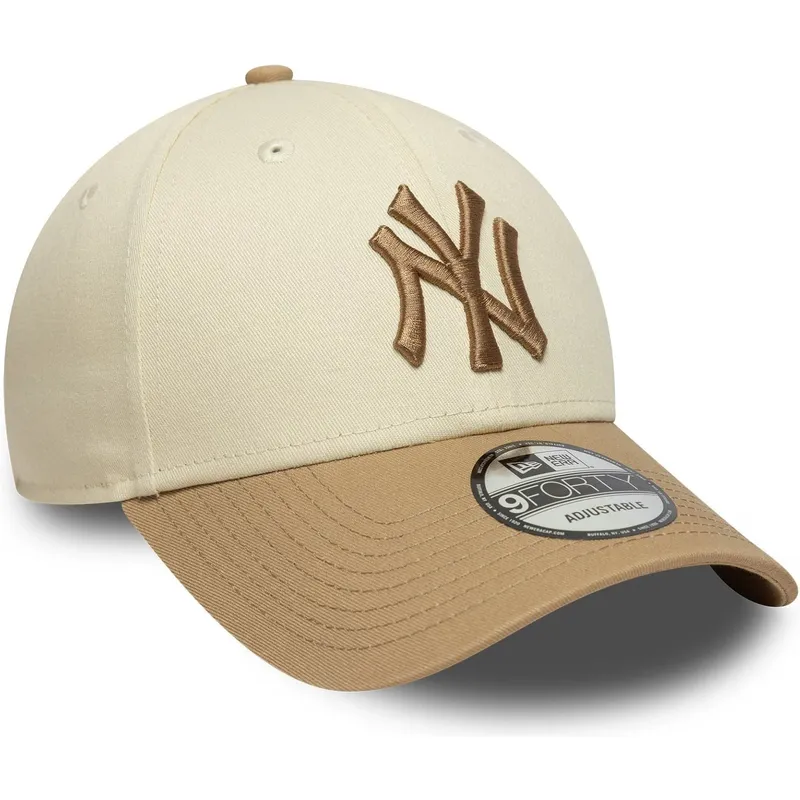 gorra-curva-beige-y-marron-ajustable-con-logo-marron-9forty-colour-block-de-new-york-yankees-mlb-de-new-era