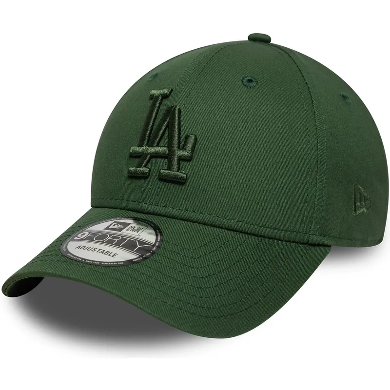 grune-verstellbare-curved-cap-mit-grunem-logo-9forty-league-essential-der-los-angeles-dodgers-mlb-von-new-era