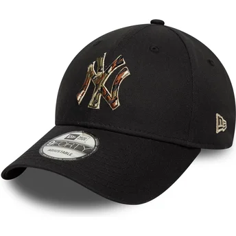Gorra curva negra ajustable 9FORTY Camo Infill de New York Yankees MLB de New Era