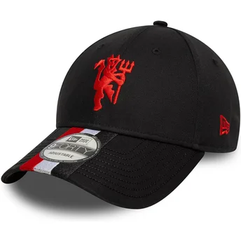 Cap zaoblená black adjustable strap 9FORTY Stripe Manchester United Football Club Premier League New Era