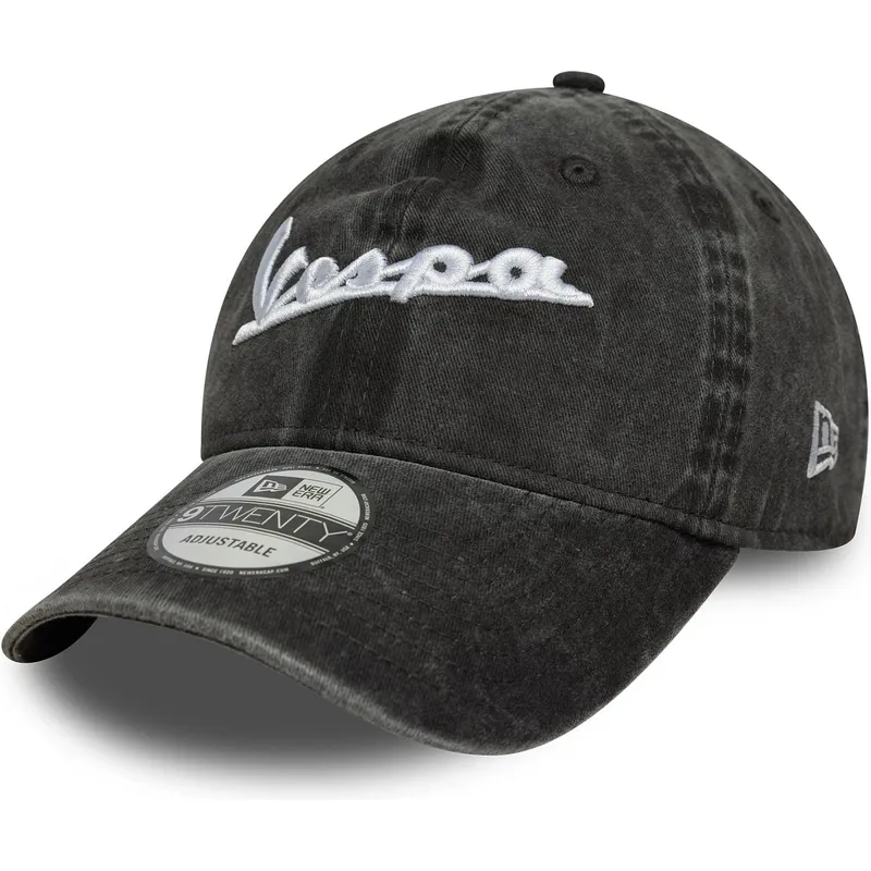schwarze-verstellbare-curved-cap-9twenty-washed-von-vespa-piaggio-von-new-era