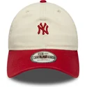 new-era-curved-brim-9twenty-mini-washed-new-york-yankees-mlb-beige-and-red-adjustable-cap