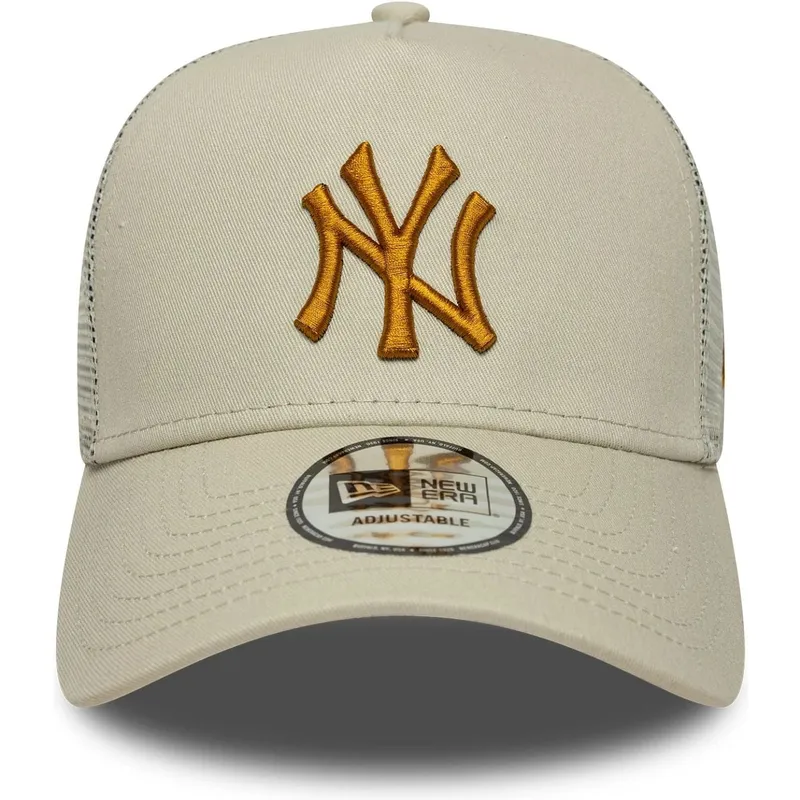 new-era-brown-logo-a-frame-league-essential-new-york-yankees-mlb-beige-trucker-hat