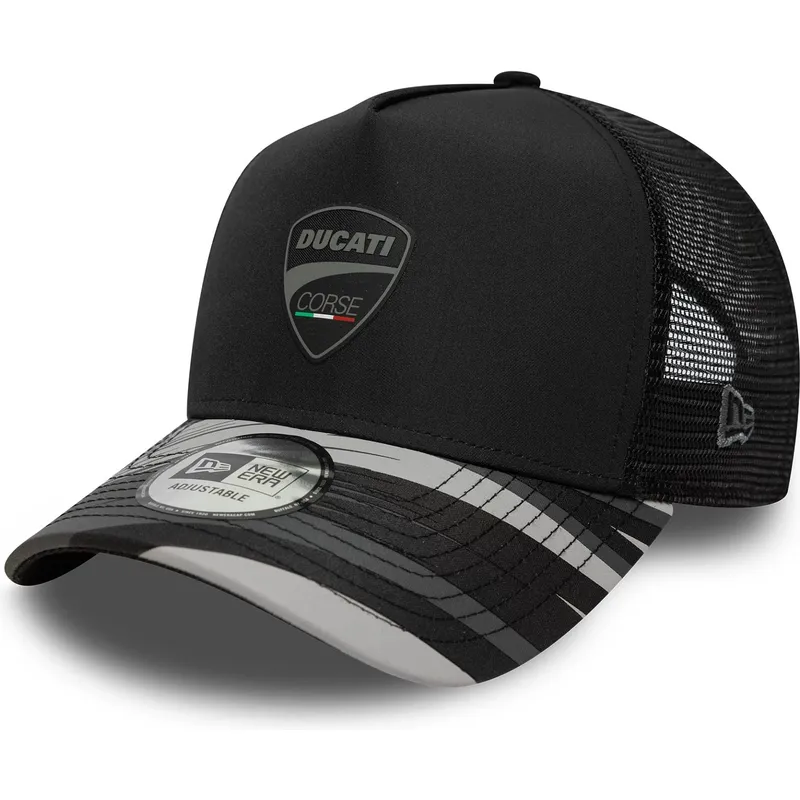 schwarze-trucker-cap-e-frame-print-von-ducati-motor-motogp-von-new-era