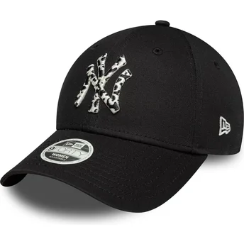 Svart justerbar kurvad keps för dam 9FORTY Animal Infill från New York Yankees MLB av New Era