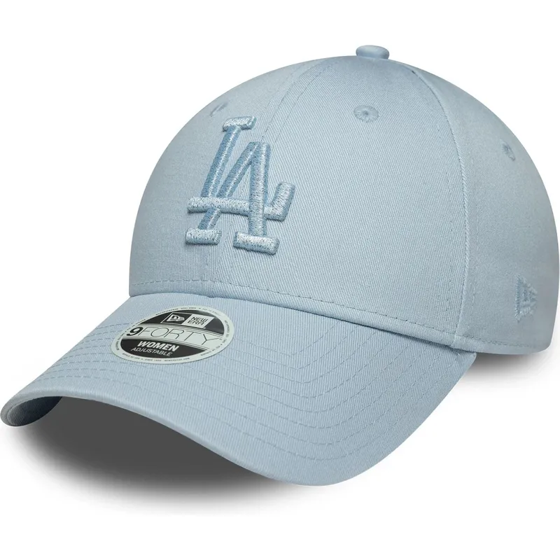hellblaue-verstellbare-curved-cap-mit-blauem-logo-fur-damen-9forty-metallic-logo-der-los-angeles-dodgers-mlb-von-new-era