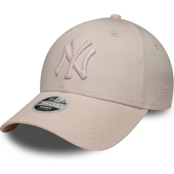 Justerbar rosa böjd keps med rosa logotyp för dam 9FORTY Metallic Logo från New York Yankees MLB av New Era