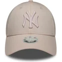 new-era-curved-brim-women-pink-logo-9forty-metallic-logo-new-york-yankees-mlb-pink-adjustable-cap