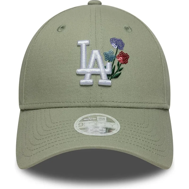 new-era-curved-brim-women-9forty-floral-icon-los-angeles-dodgers-mlb-light-green-adjustable-cap