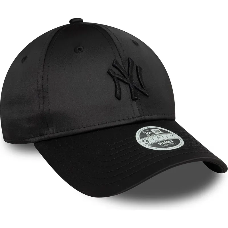 gorra-curva-negra-snapback-con-logo-negro-para-mujer-9forty-satin-de-new-york-yankees-mlb-de-new-era